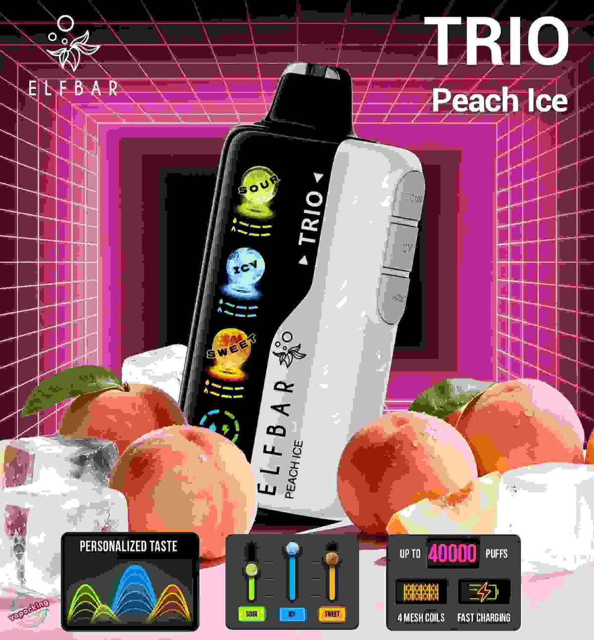 Elf Bar TRIO 40000 Puffs - Peach ice
