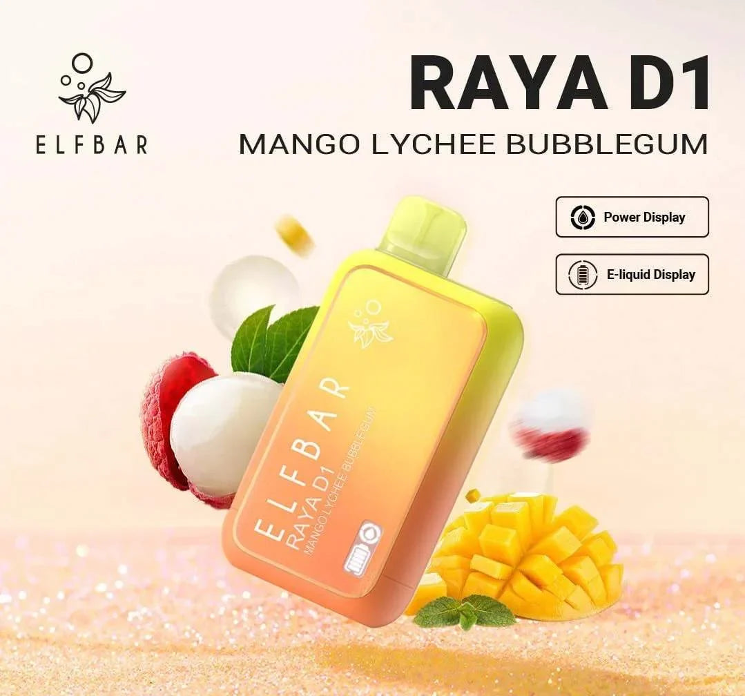 ELF BAR RAYA D1 – Mango Lychee Bubblegum - Vape Shop Noida