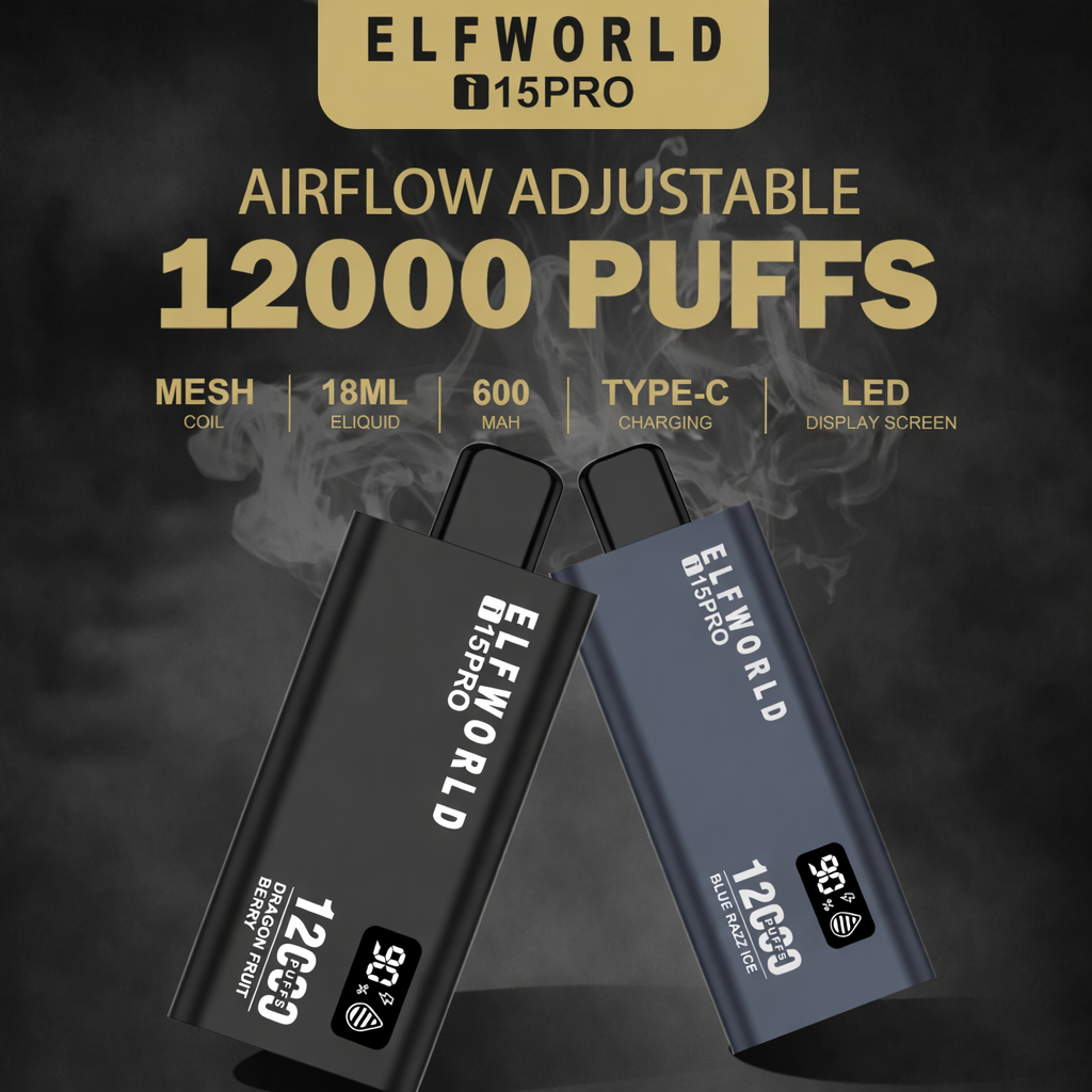 Elf World 15pro 12000 Puffs | 50mg Nic Disposable | Slim Metal Body | Dedicated Indicators