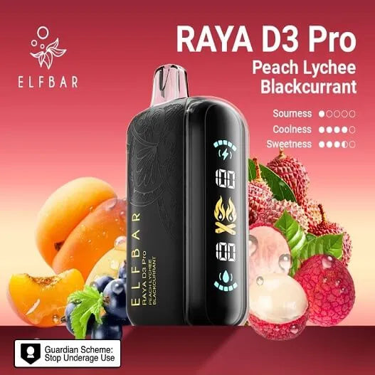 Elf Bar Raya D3 Pro 30 K – Peach Lychee Blackcurrant - Vape Shop Noida