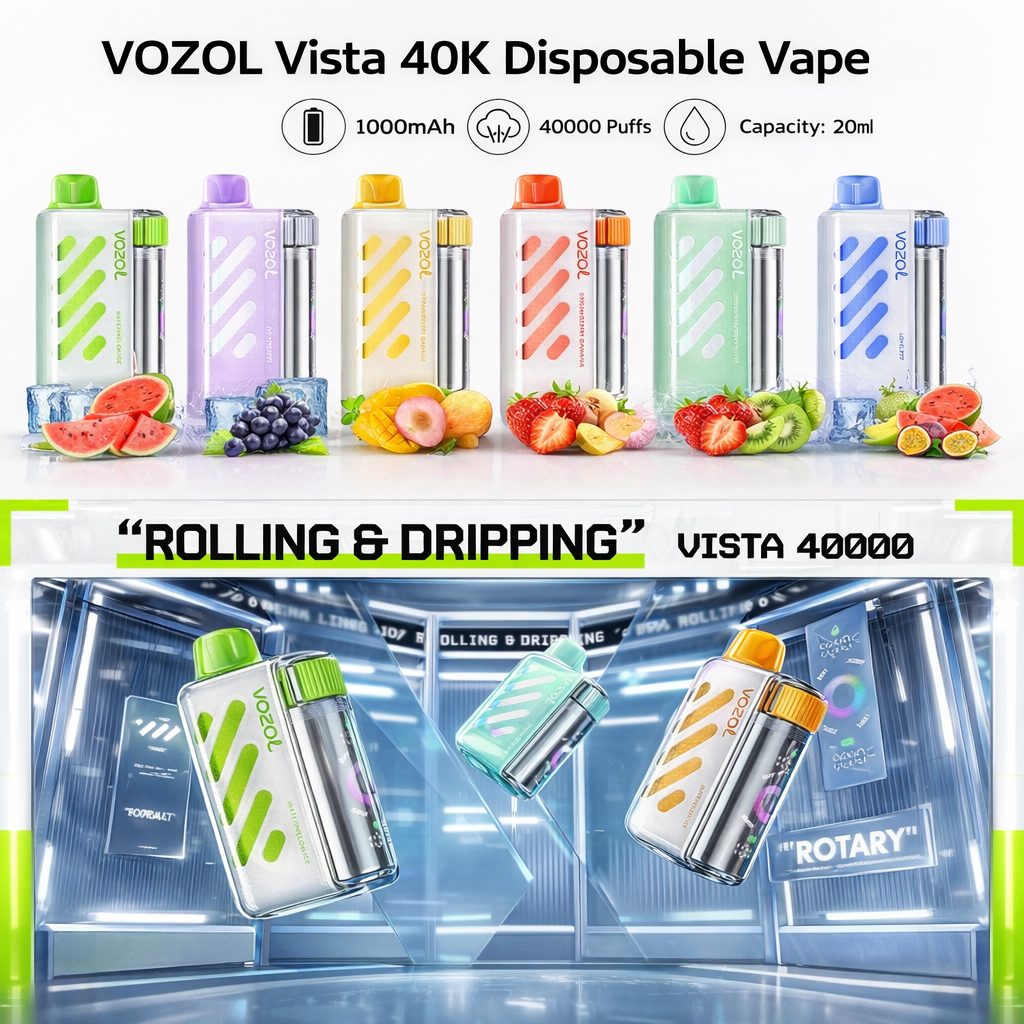 Vozol Vista 40000 Puffs Disposable Vape – Rechargeable 40K Puff Device with Dual Mesh Coil, Adjustable Airflow & 20ml E-Liquid