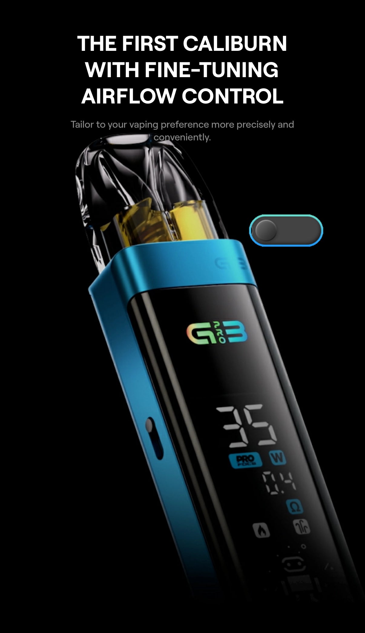 Uwell Caliburn G3 Pro Pod System Kit – 35W Rechargeable Vape with Full LCD Screen, Adjustable Airflow & Mesh Coil Pods