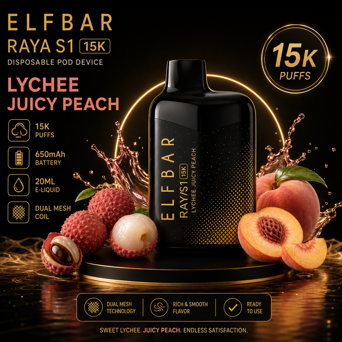 ELF BAR RAYA S1 15K Puffs – Lychee Juicy Peach