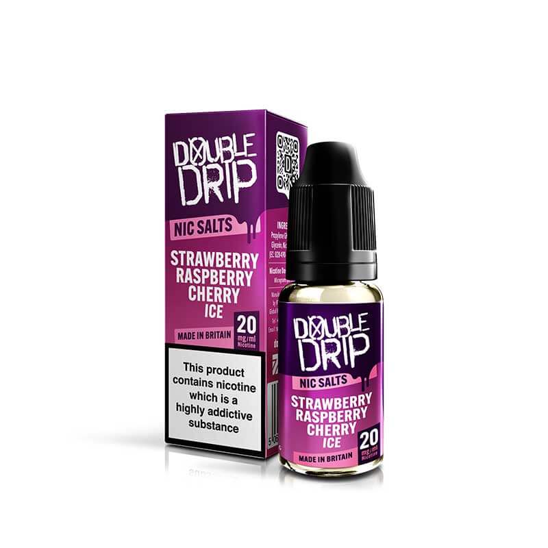 Double Drip Strawberry Raspberry Cherry Ice Nic Salt 10ml E-Liquid