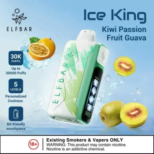 Elfbar Ice King 30K Disposable Vape – 30,000 Puffs Rechargeable Vape with Adjustable Ice Levels, Mesh Coil & Airflow Control