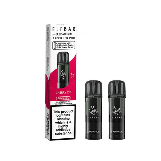 Elf Bar 600 Cherry Ice Prefilled Vape Pods 20mg - 2PK