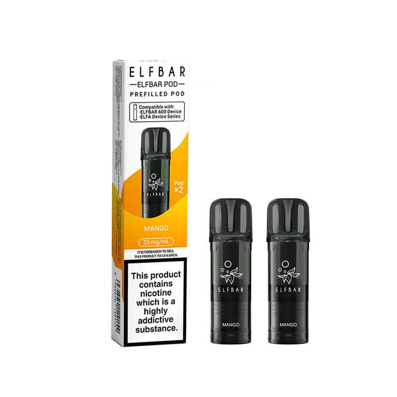 Elf Bar 600 Mango Prefilled Vape Pods 20mg - 2PK