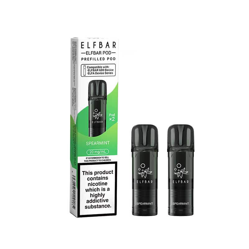 Elf Bar 600 Spearmint Prefilled Vape Pods 20mg - 2PK