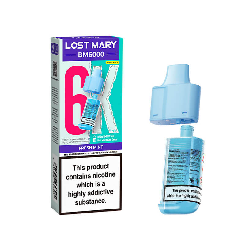 Lost Mary BM6000 Fresh Mint Prefilled Vape Pods - 20mg