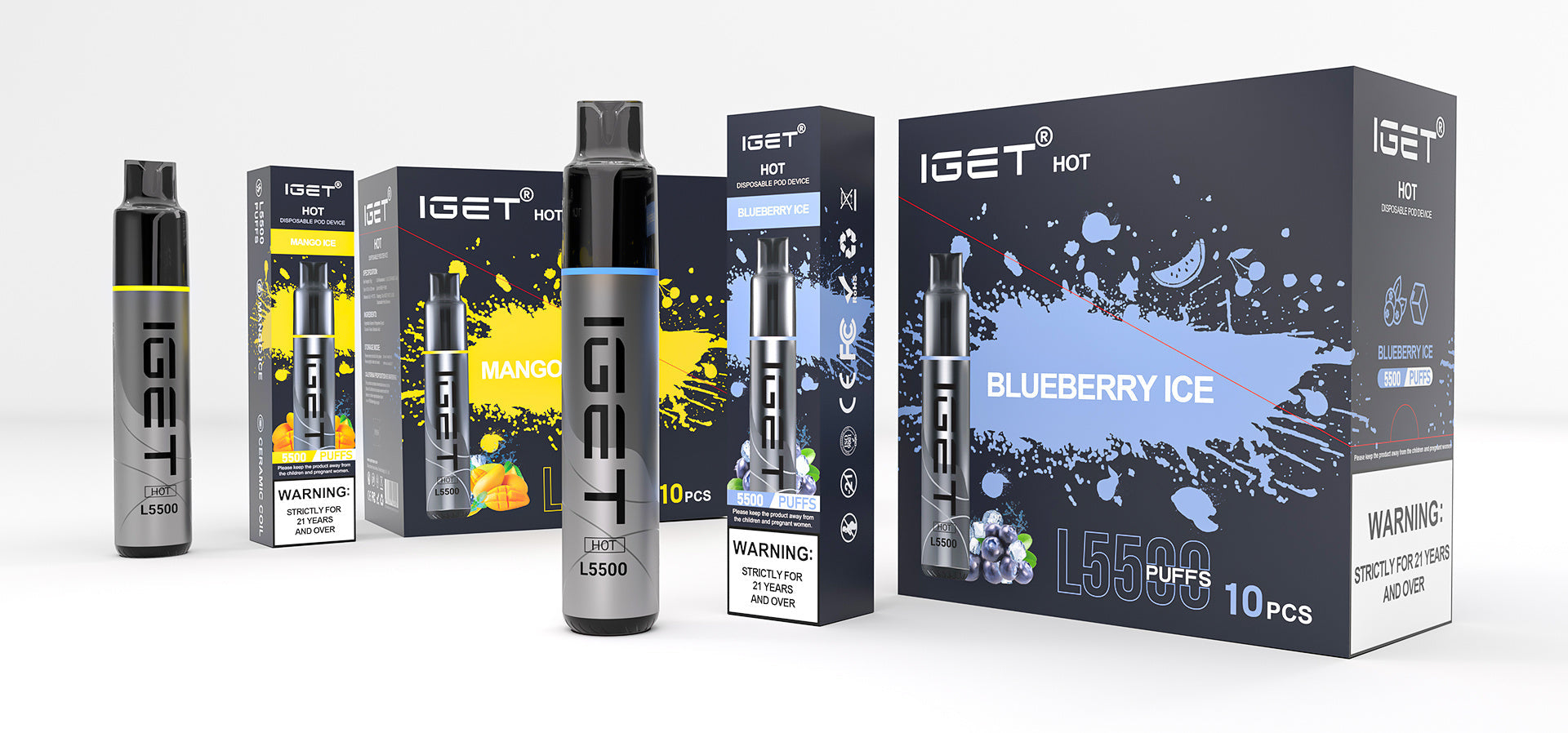 IGET HOT 5500 Puffs | 50mg Nic Disposable | Slim and Sleek Pen Style Design