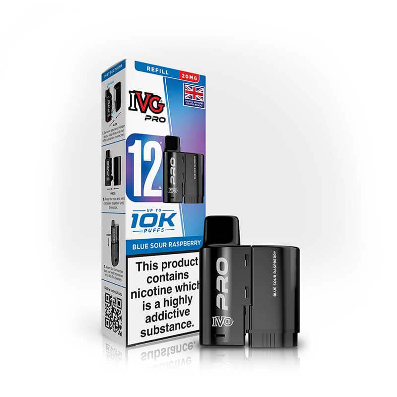 IVG Pro 12 Blue Sour Raspberry Prefilled Vape Pod + Refill