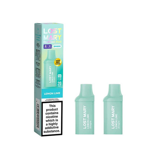 Lost Mary BM600 Lemon Lime Prefilled Vape Pods 20mg - 2PK