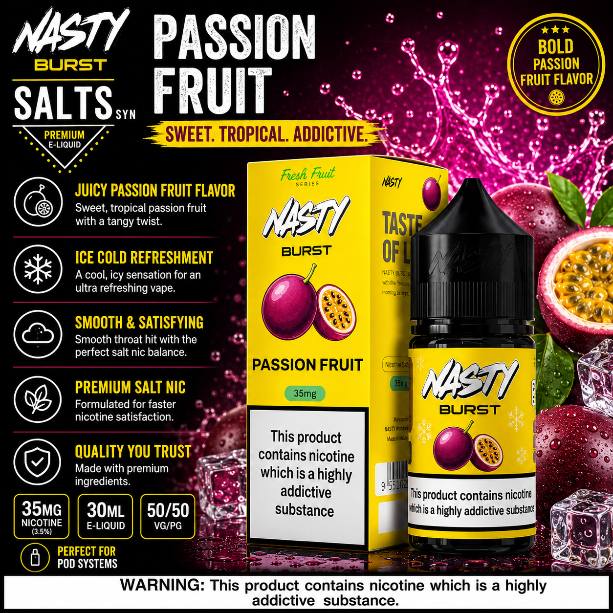 Pineapple Ice - Nasty Burst | 30ML Nic Salt Juice | 35MG, 50MG | Vape Mash India
