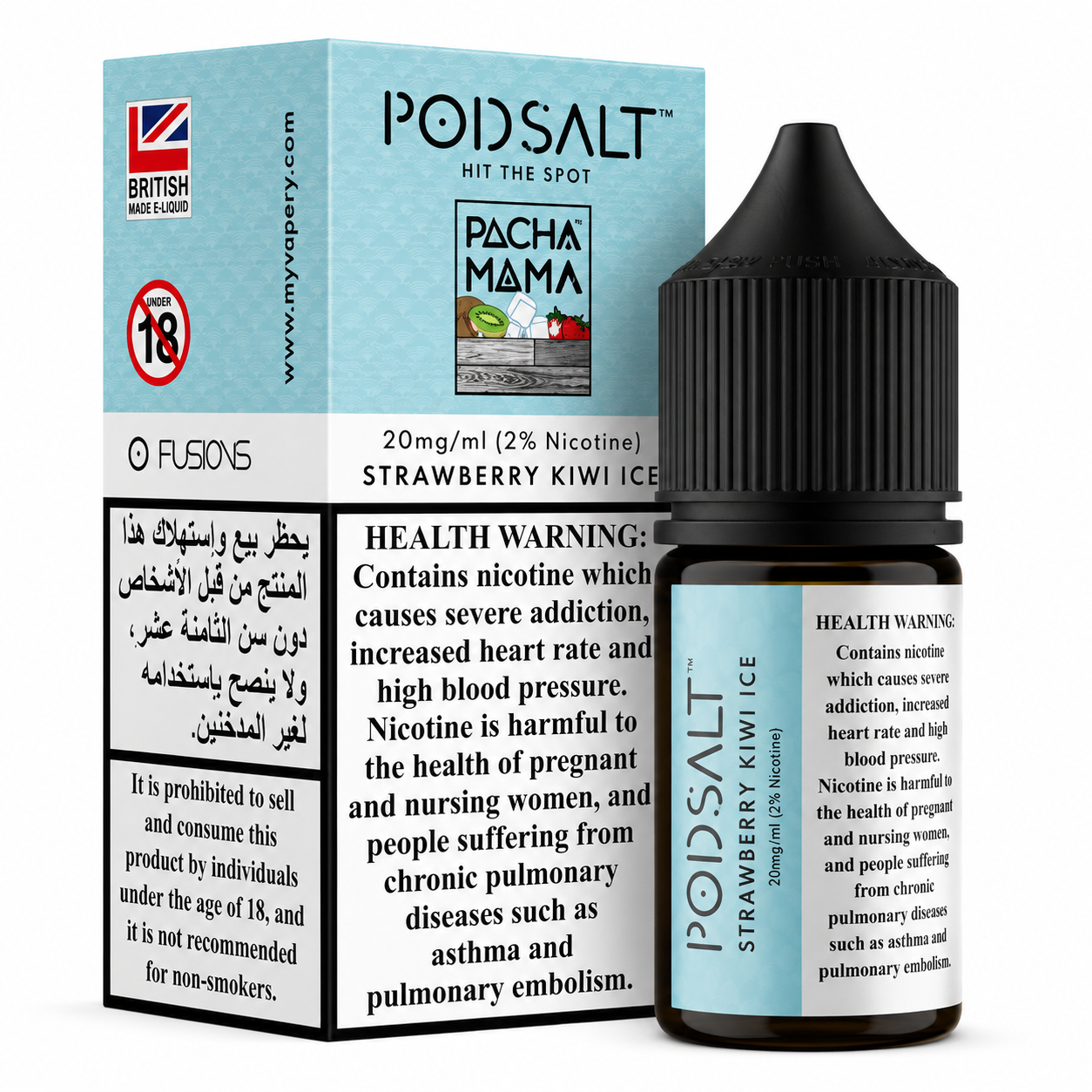 Strawberry Kiwi Ice - Pod Salt Fusion Nic Salt 30ML | Vape Mash India