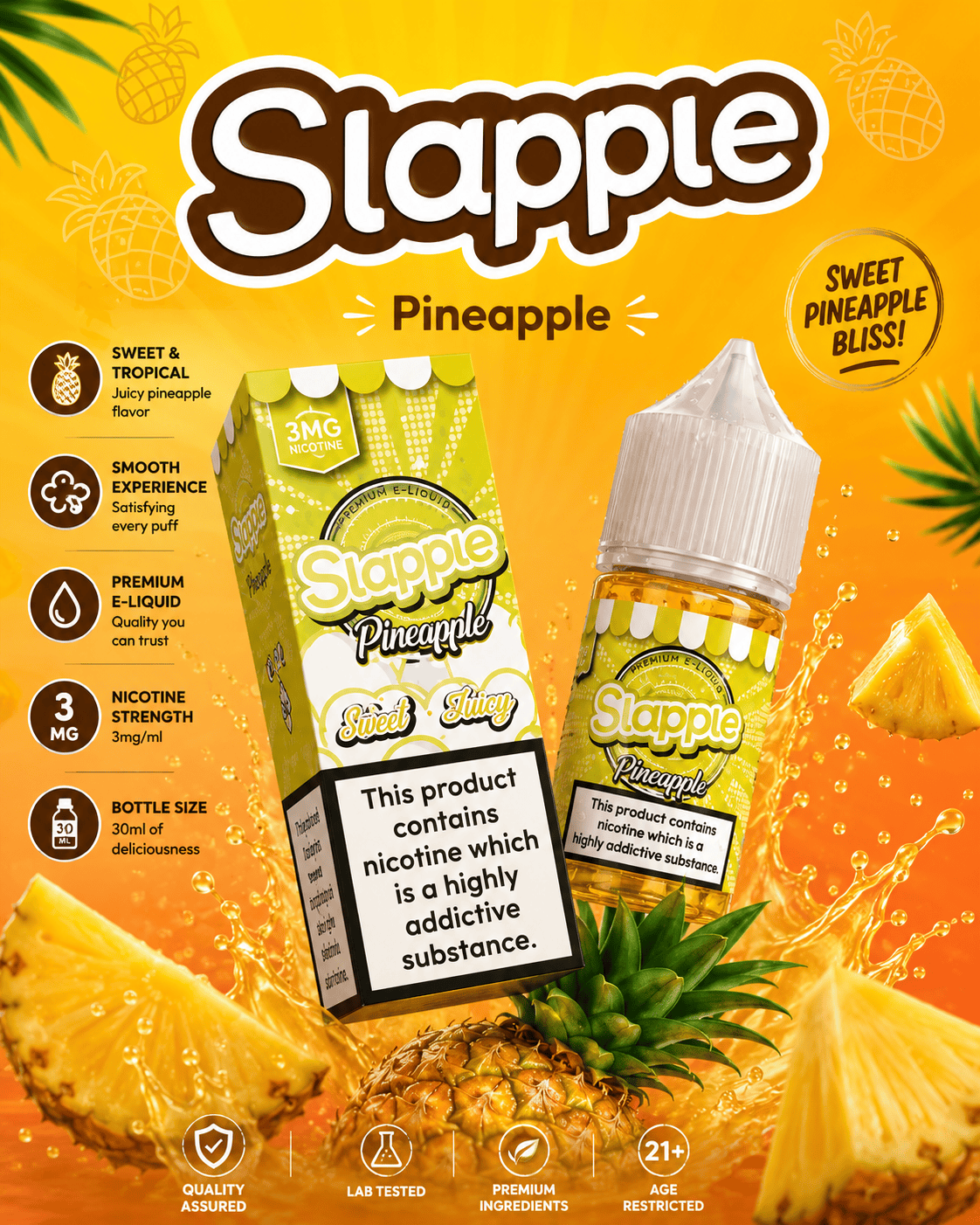 Pineapple- Slapple Nic Salt 30ML | 30MG, 50MG | Vape Mash India
