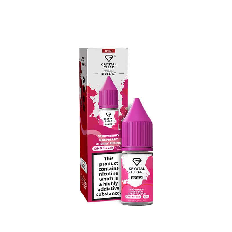 Crystal Clear Bar Salts Strawberry Raspberry Cherry Fusion Nic Salts 10ml E-Liquid