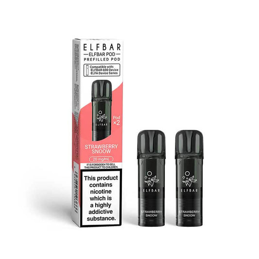 Elf Bar 600 Strawberry Snoow Prefilled Vape Pods 20mg - 2PK