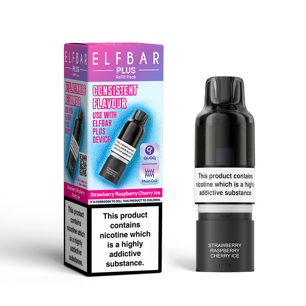 Elf Bar Plus Strawberry Raspberry Cherry Ice Prefilled Pod + Refill