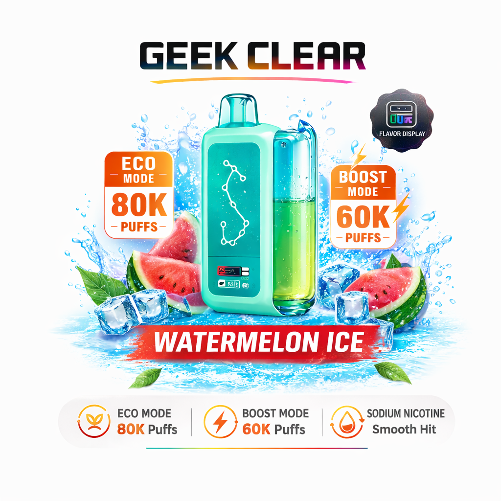 Olivebar Geek Clear 80000 Puffs Smart Display Disposable Vape – Rechargeable 80K Mega Puff Device