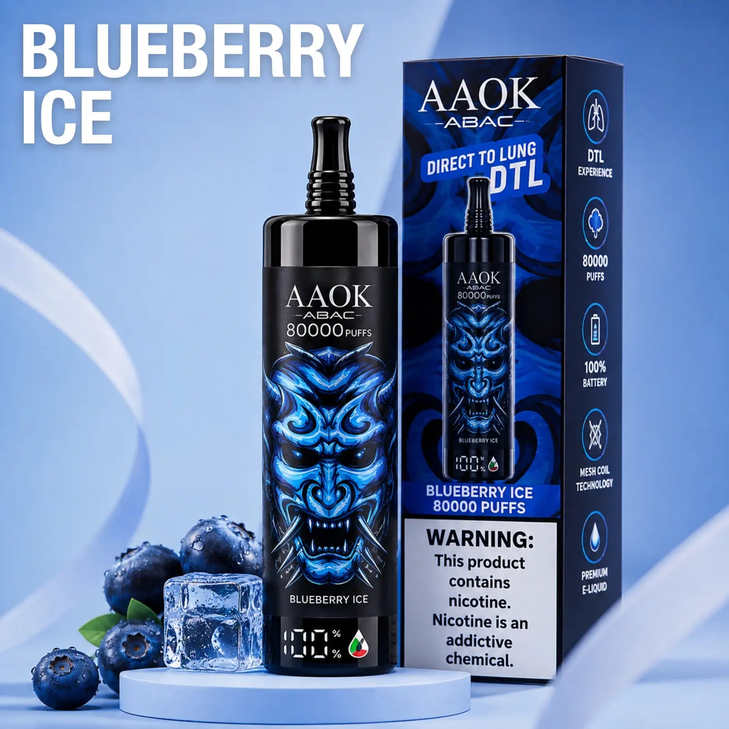 AAOK AK80000 disposable vape - Blueberry Ice flavour