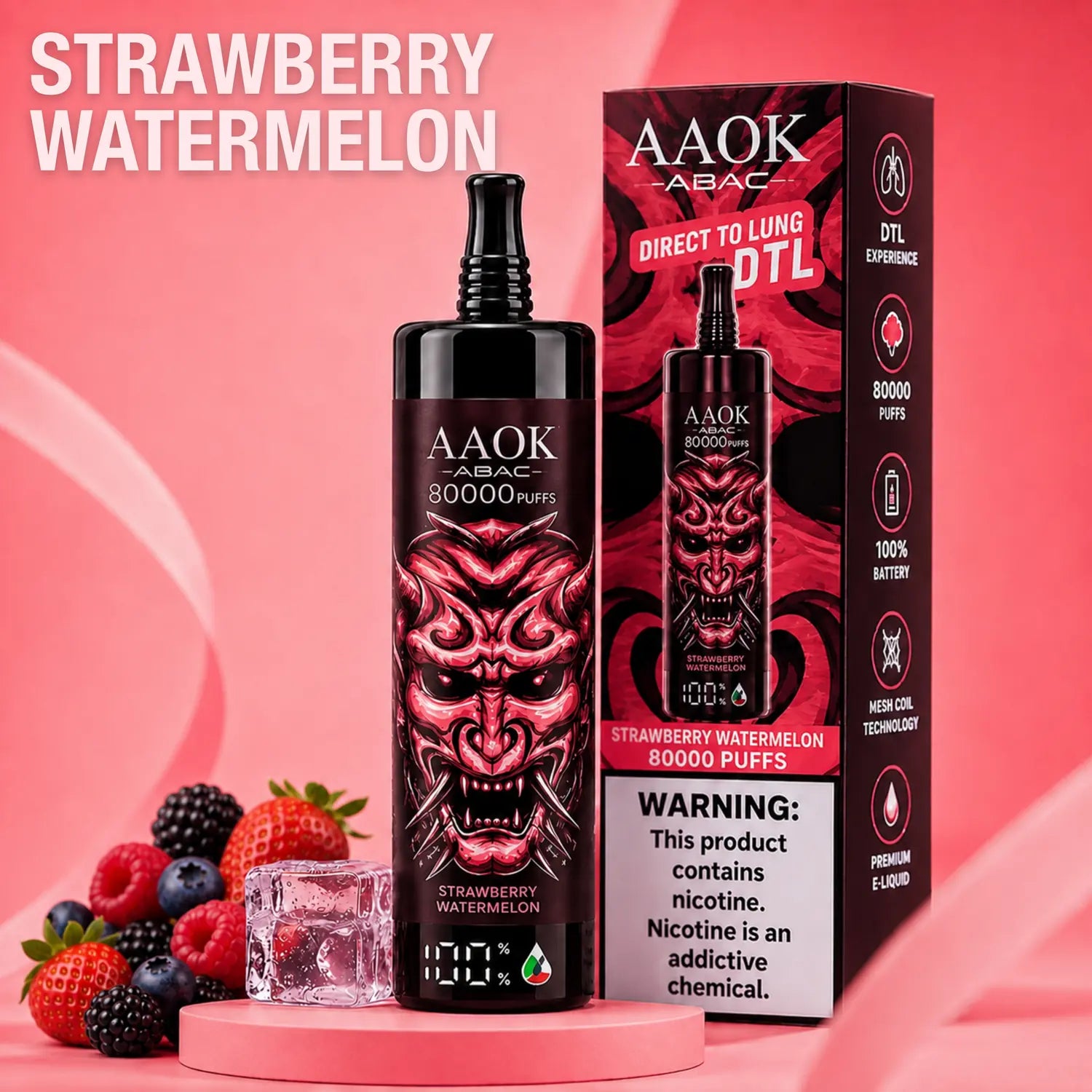 AAOK AK80000 disposable vape - Strawberry Watermelon flavour