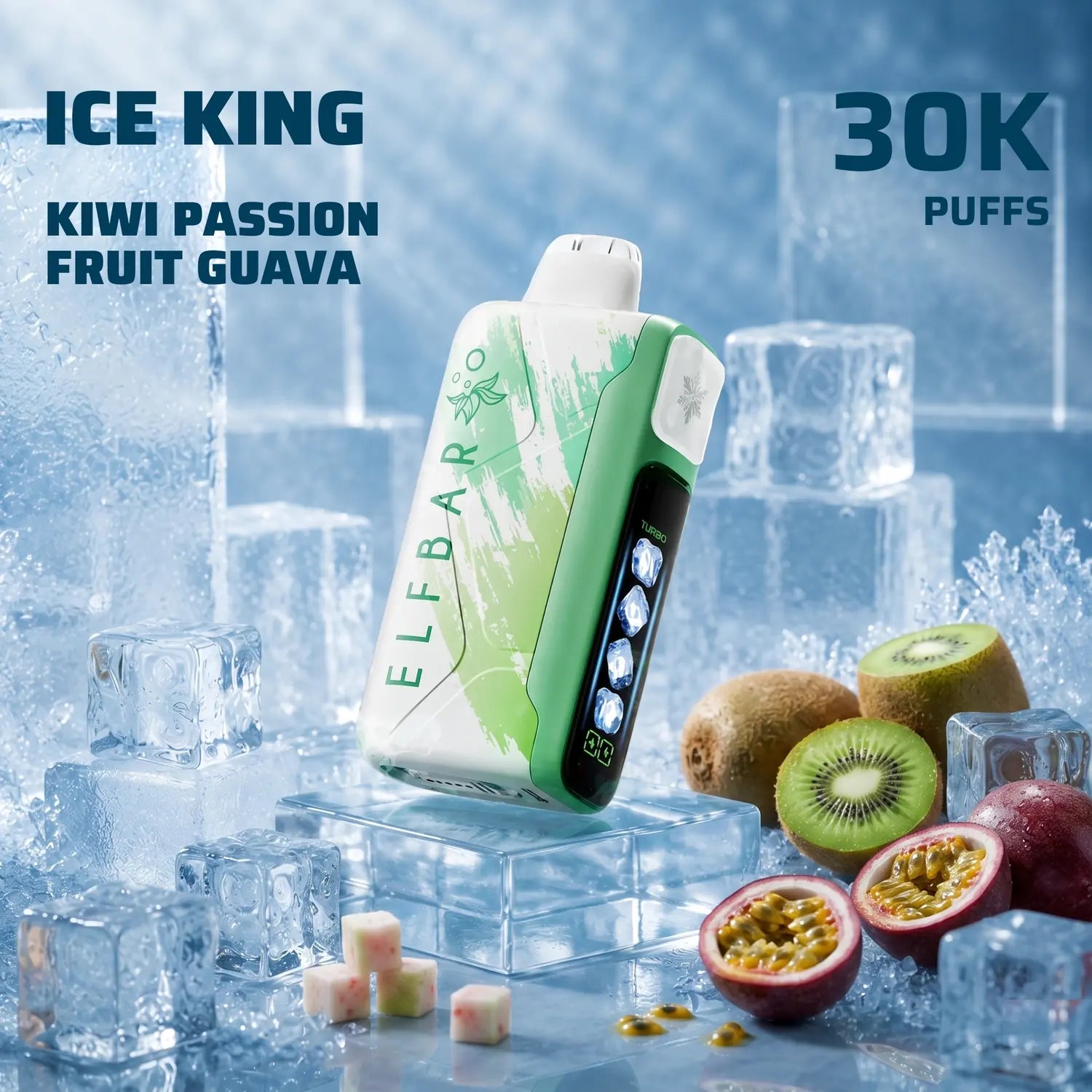 ELFBAR Ice King 30K disposable vape - Kiwi Passion Fruit Guava flavour