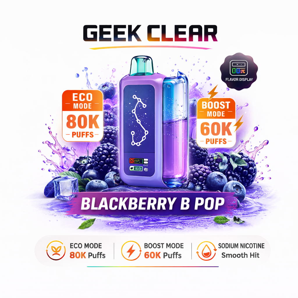 Olivebar Geek Clear 80000 Puffs Smart Display Disposable Vape – Rechargeable 80K Mega Puff Device