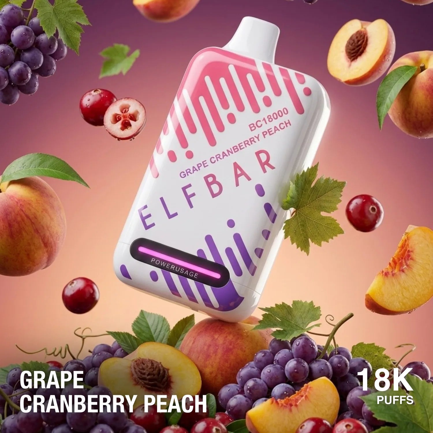 ELF BAR BC18000 Dual Mode Dual Experience disposable vape - Grape Cranberry Peach flavour