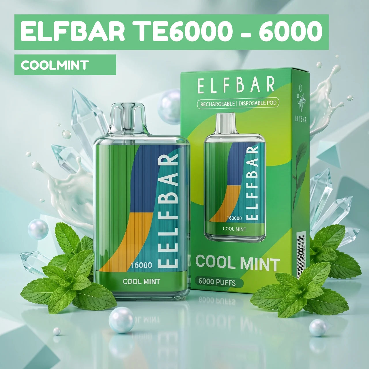 ElfBar TE6000 - 6000 disposable vape - Cool Mint flavour
