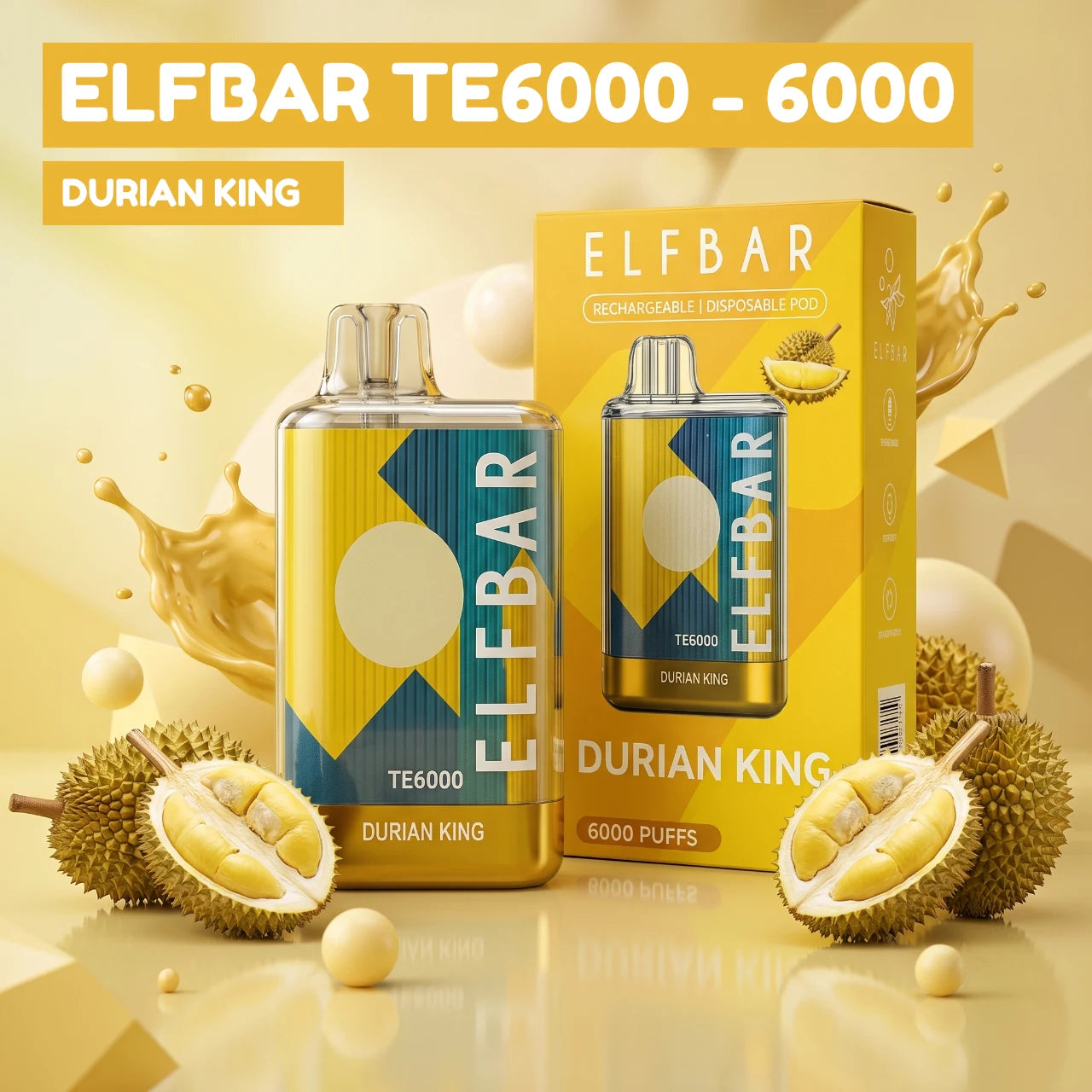 ElfBar TE6000 - 6000 disposable vape - Durian flavour