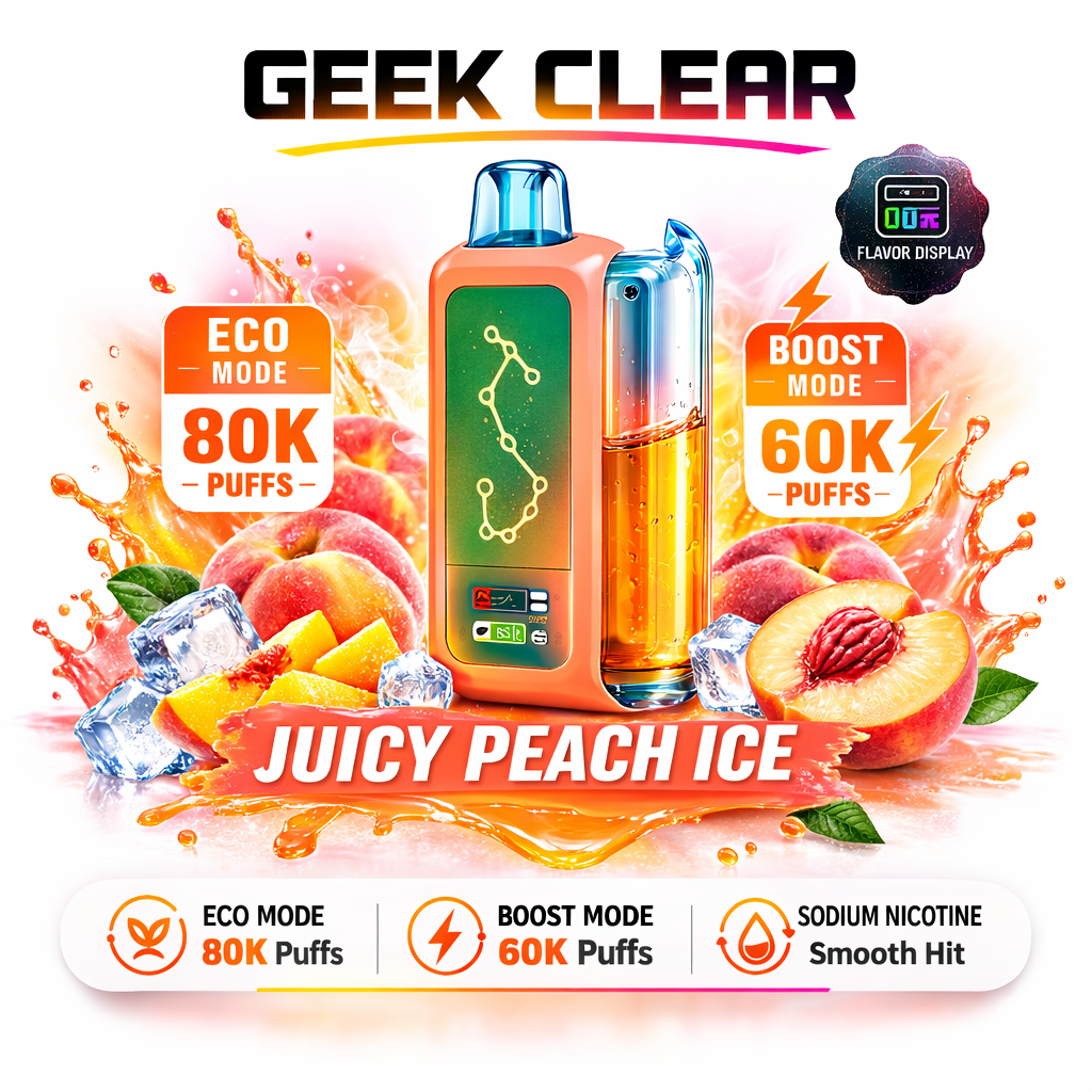 Olivebar Geek Clear 80000 Puffs Smart Display Disposable Vape – Rechargeable 80K Mega Puff Device