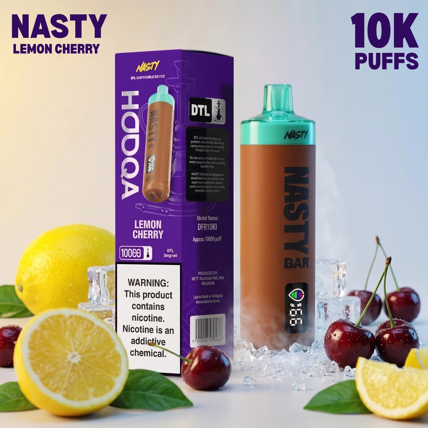 Nasty Bar HooQa - 10000 disposable vape - Lemon Cherry flavour