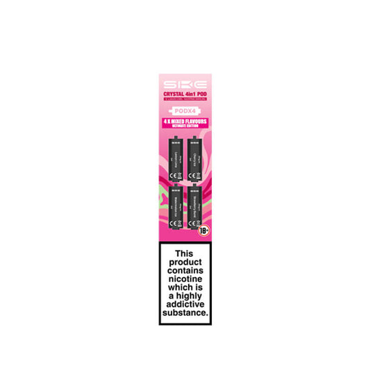 SKE Crystal 2400 4in1 Ultimate Edition Pre-Filled Vape Pods 20mg - 4 x Pods