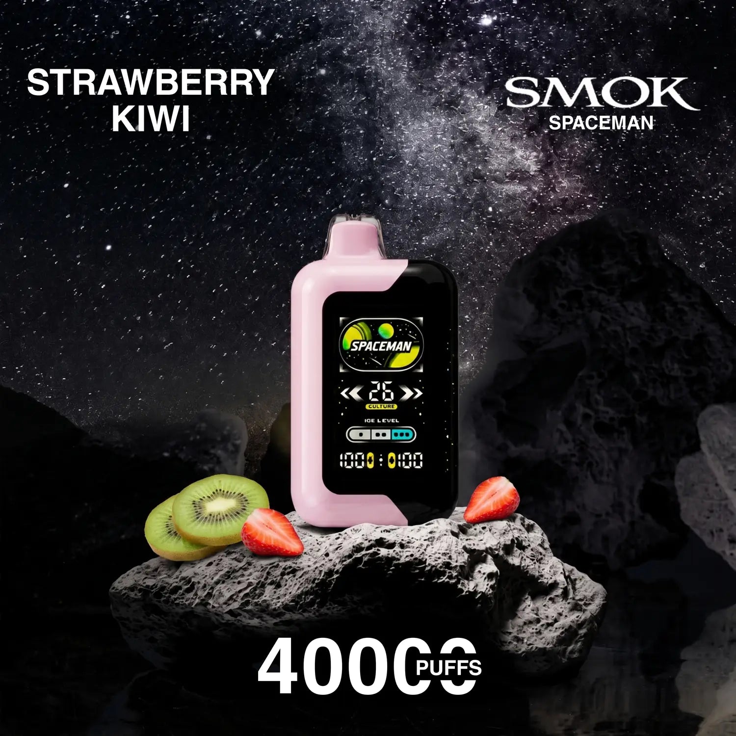 SMOK Spaceman Adjustable Ice Nic 40000 disposable vape - Strawberry Kiwi flavour