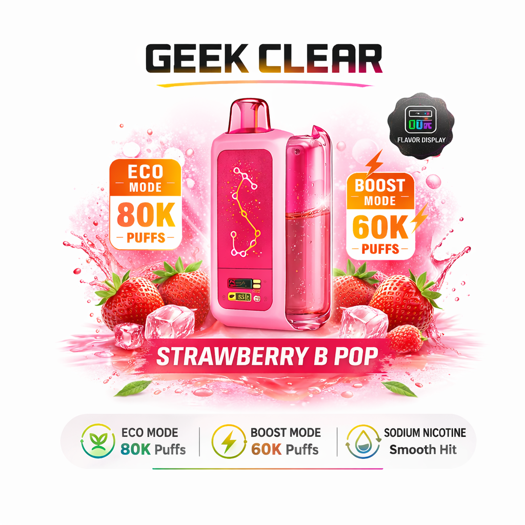 Olivebar Geek Clear 80000 Puffs Smart Display Disposable Vape – Rechargeable 80K Mega Puff Device