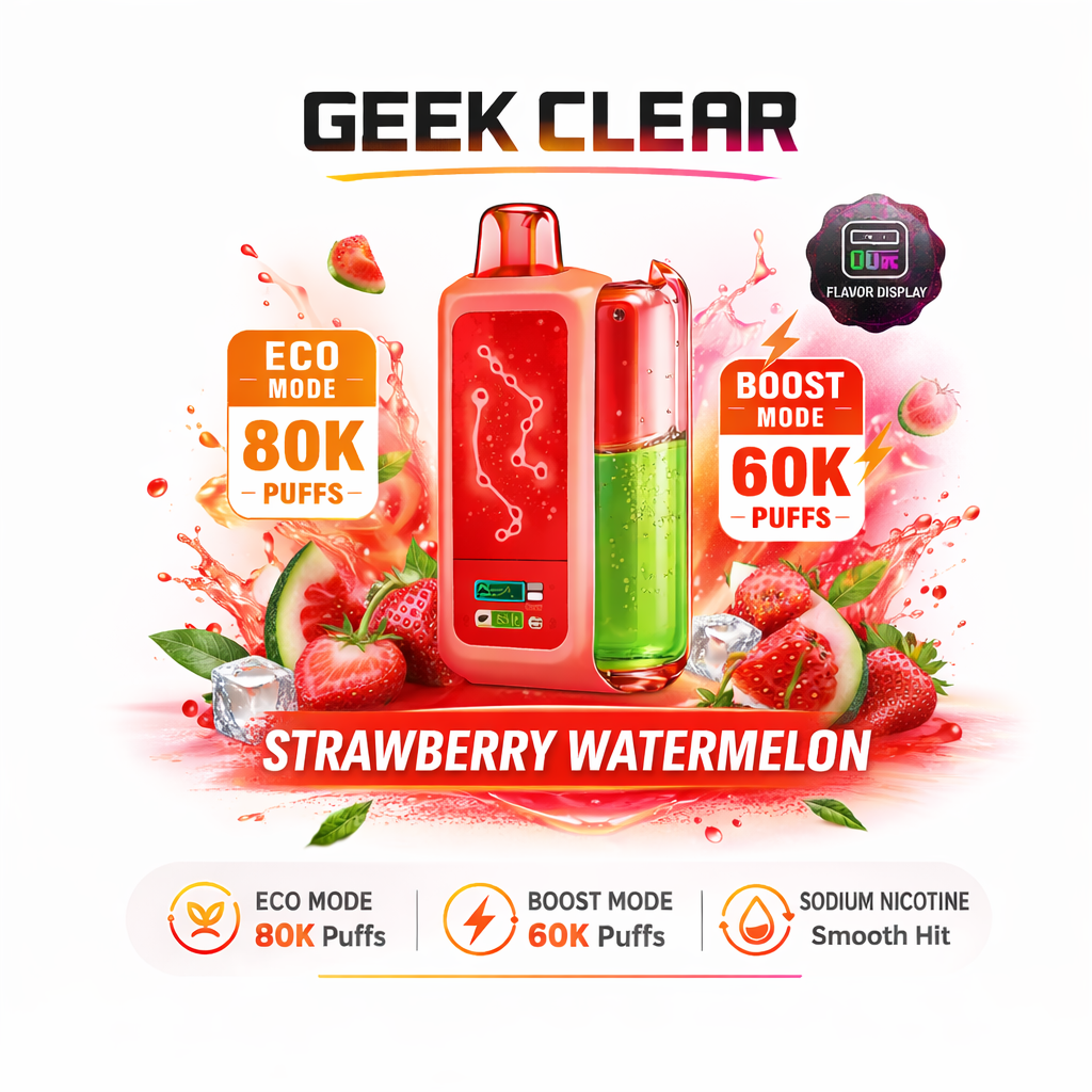 Olivebar Geek Clear 80000 Puffs Smart Display Disposable Vape – Rechargeable 80K Mega Puff Device