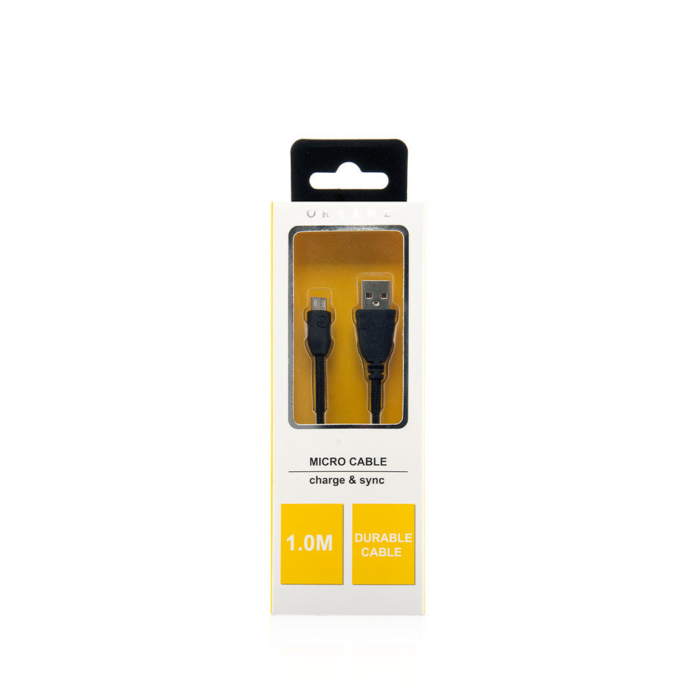 Braided Cord Micro USB Cable 1M - Black