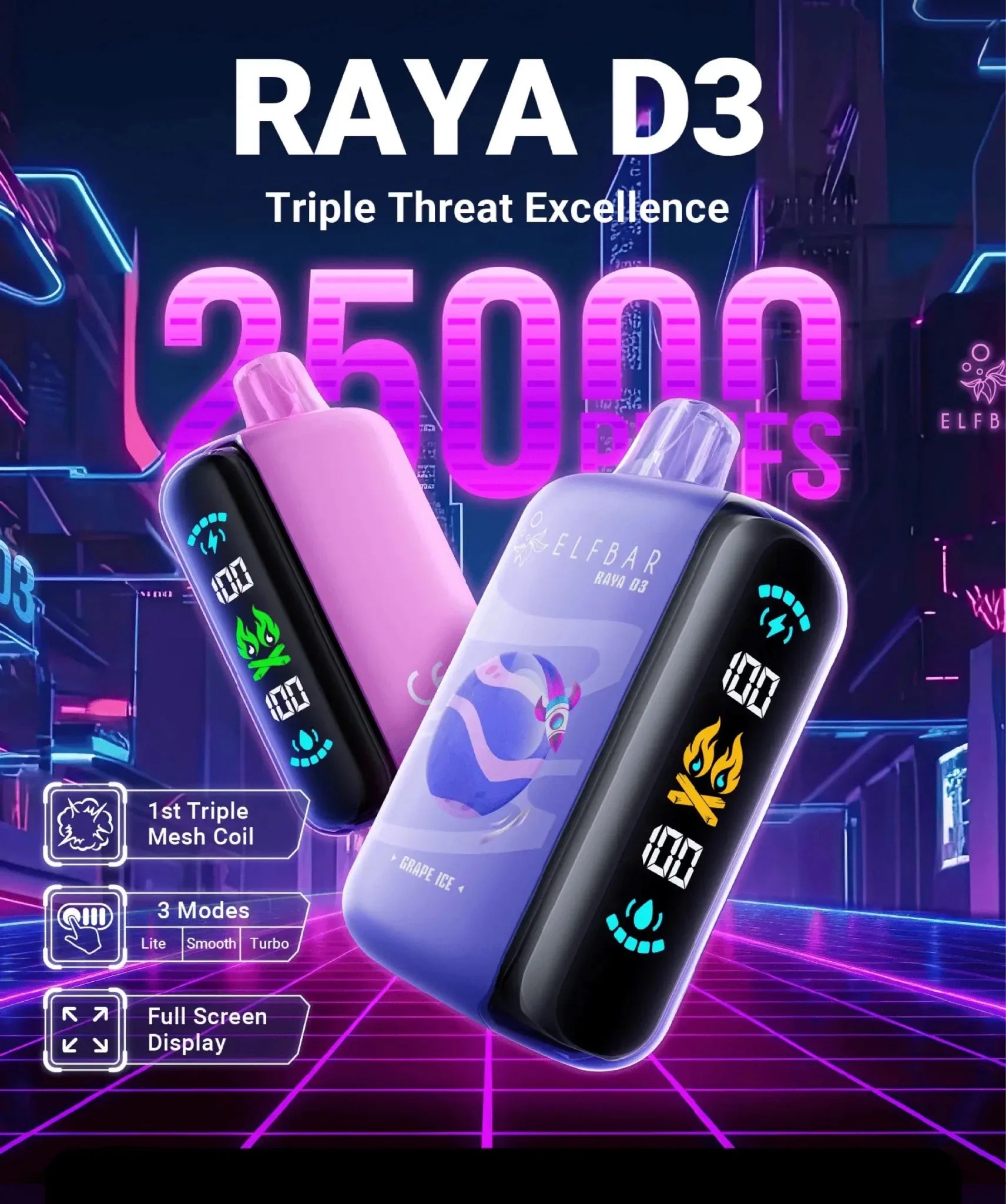 Elfbar Raya D3 Disposable Vape - 25000 Puffs | Vape Mash India