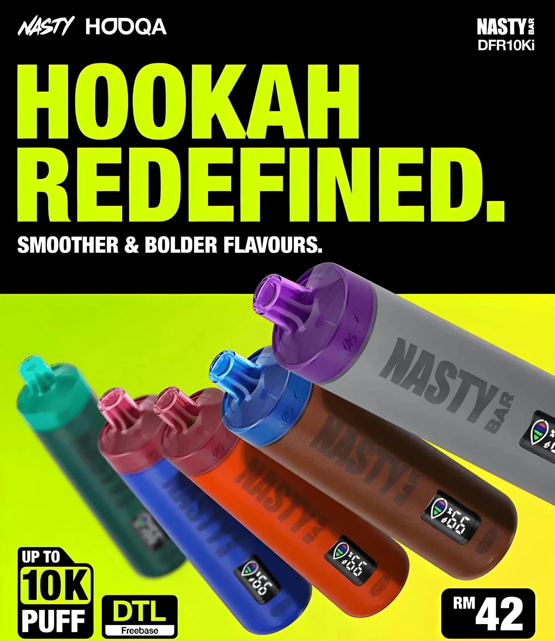 Bar Hooqa 10K Disposable Vape Sleek Design Vibrant Colors