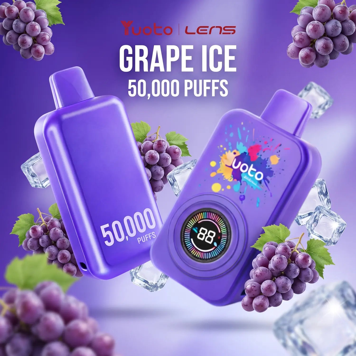 Yuoto Lens 50000 disposable vape - Grape Ice flavour